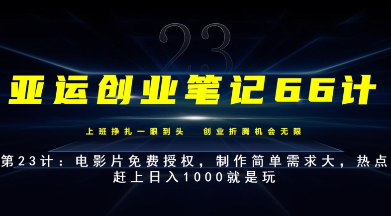 电影片免费授权创业项目，制作简单需求大，日入1000不是梦-无双副业