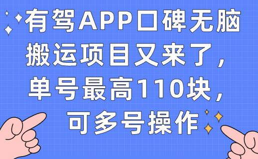 有驾APP口碑搬运项目收益提升，单号最高110元，多号操作指南-无双副业