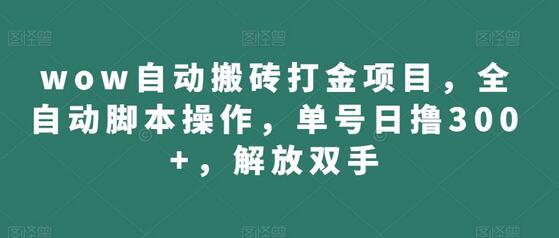WOW自动打金搬砖项目，全自动脚本操作，单号日赚300+-无双副业