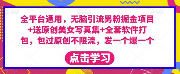 全平台通用引流男粉掘金项目，送原创写真集及全套软件-无双副业