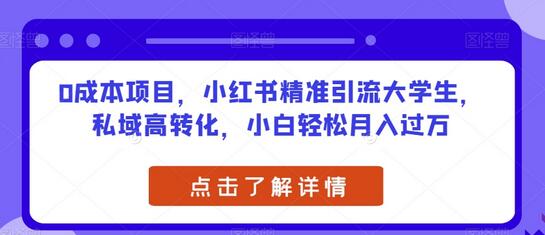 小红书精准引流大学生，私域高转化轻松月入过万-无双副业