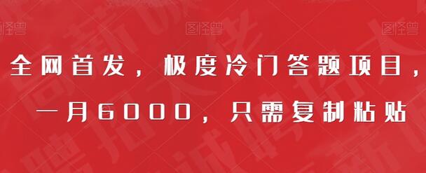 全网首发冷门答题项目，月入6000只需复制粘贴-无双副业