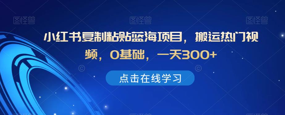 小红书搬运热门视频项目，0基础日赚300+-无双副业