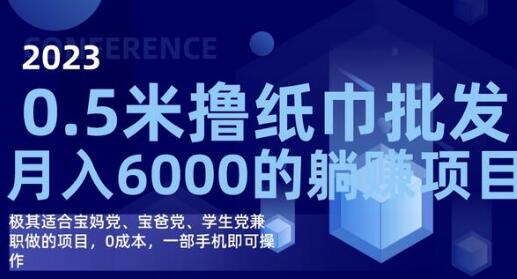 撸纸巾批发躺赚项目，0成本手机操作月入6000+-无双副业
