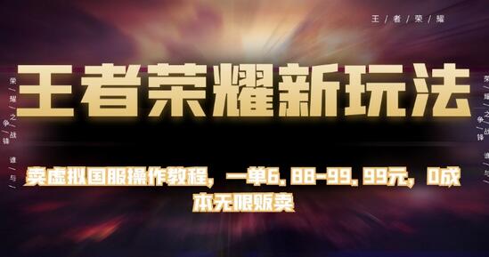 王者荣耀虚拟国服操作教程，0成本无限贩卖-无双副业