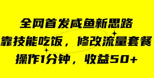 咸鱼冷门新玩法：靠技能修改流量套餐，1分钟操作收益50+-无双副业