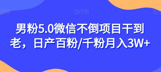 男粉5.0微信项目：日产百粉月入3W+的变现玩法-无双副业