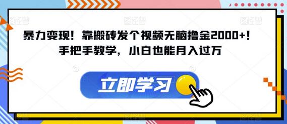 暴力变现项目：搬砖发视频轻松月入过万，手把手教学-无双副业