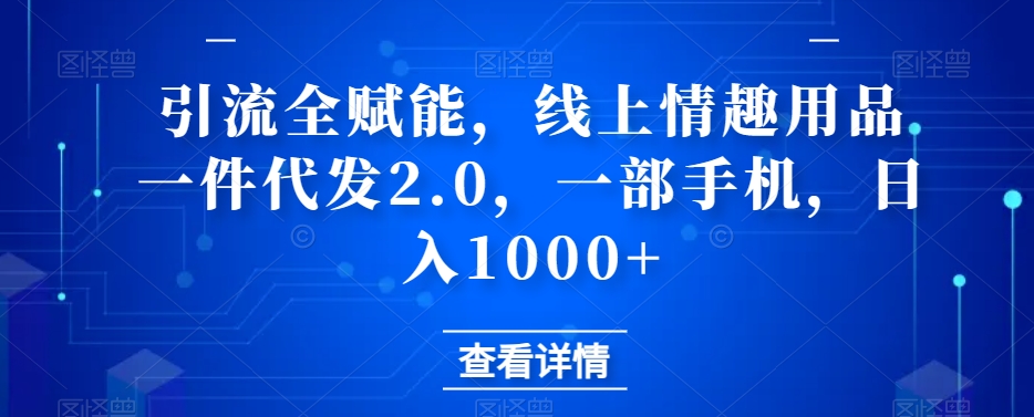 线上情趣用品一件代发2.0，一部手机日入1000+-无双副业