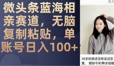 微头条相亲项目：轻松复制粘贴，单账号日赚100+-无双副业