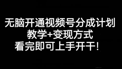 视频号分成计划教学与变现方式，快速上手实操指南-无双副业