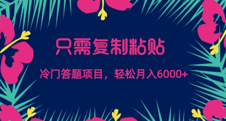 冷门答题项目，复制粘贴轻松月入6000-无双副业