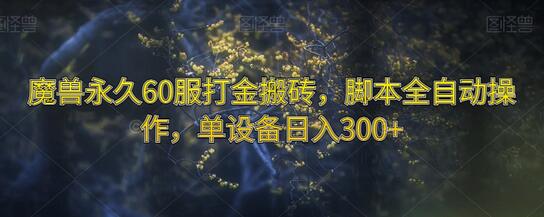 魔兽永久60服自动打金搬砖，单设备日赚300+-无双副业