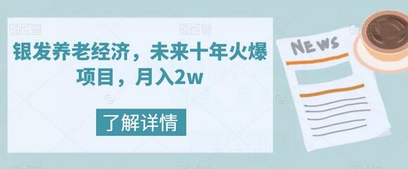 银发养老经济：未来十年火爆项目，月入2万-无双副业