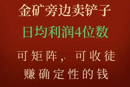 金矿旁卖铲子，赚确定性利润，矩阵收徒日均利润高-无双副业