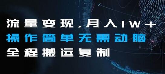 流量变现项目：月入1W+的简单搬运复制方法-无双副业
