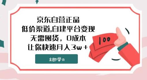 京东自营正品低价渠道自建平台变现，0成本快速月入3w＋-无双副业