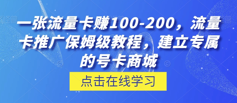 流量卡推广教程：建立专属号卡商城，轻松赚取佣金-无双副业