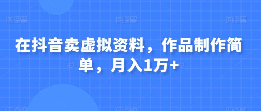 抖音虚拟资料销售：简单制作月入过万-无双副业