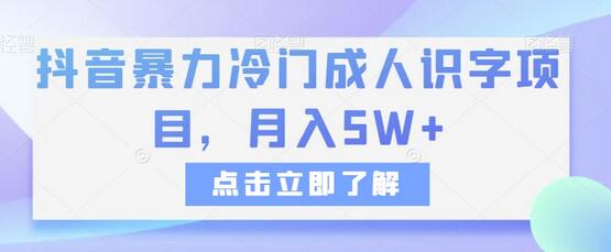 抖音成人识字项目，月入5W+的冷门商机-无双副业