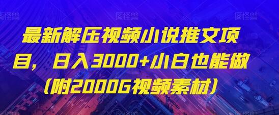 最新解压视频小说推文项目，日入3000+小白也能做-无双副业