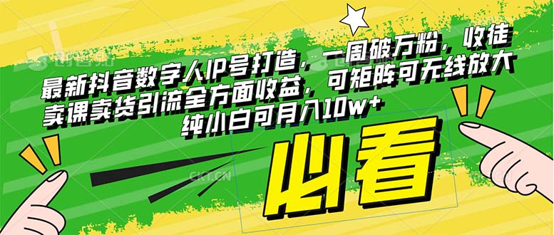 抖音数字人IP号打造，一周破万粉，全方位收益指南-无双副业