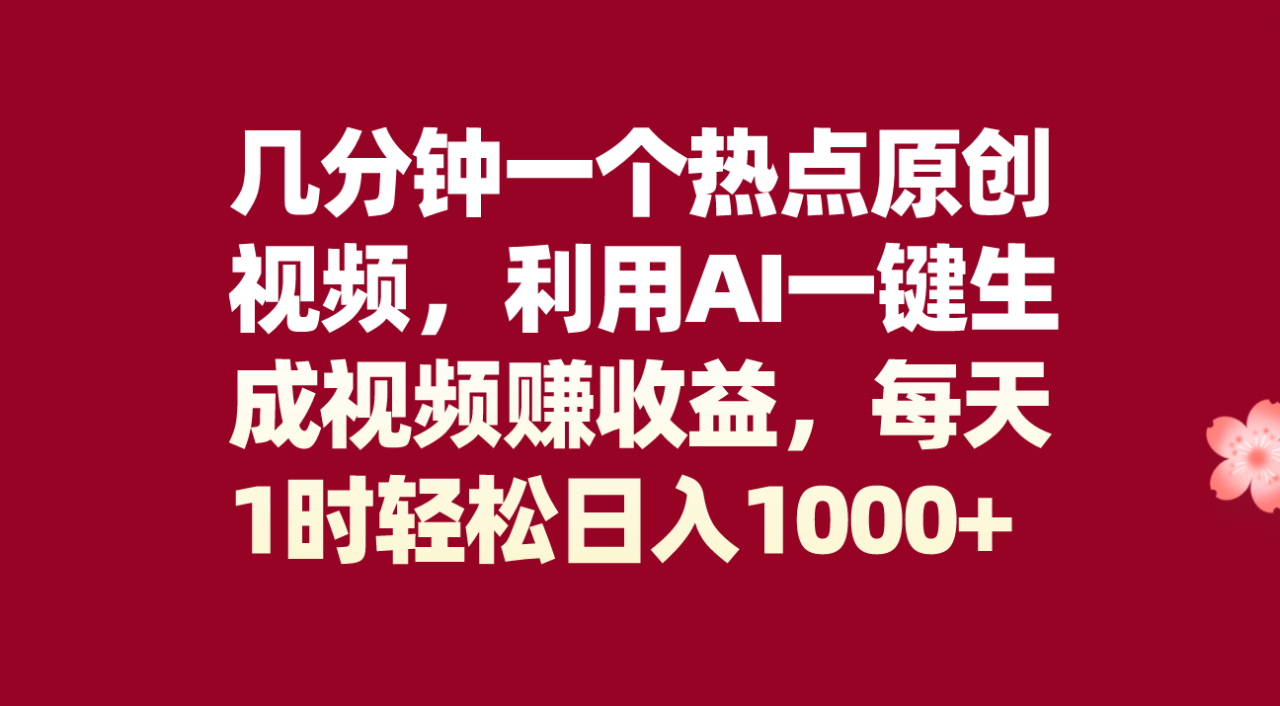 利用AI一键生成原创视频，轻松日入1000+-无双副业