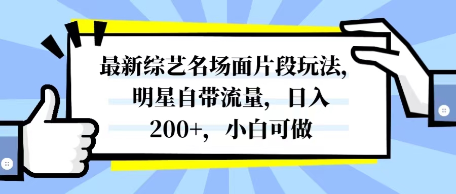 最新综艺名场面片段玩法，明星自带流量，日入200+，小白可做-无双副业