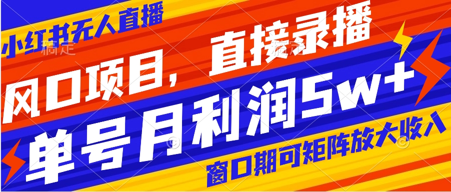 小红书无人直播带货项目，月入5w+的电商风口-无双副业