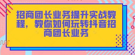 抖音招商团长业务提升实战教程，玩转招商团长技巧-无双副业