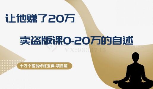 卖盗版课赚20万的盈利逻辑与风险分析-无双副业