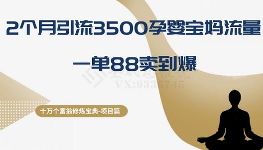 2个月引流3500孕婴宝妈流量，一单88卖到爆-无双副业
