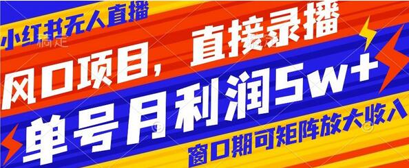 小红书无人直播带货项目，月入5w+的赚钱风口-无双副业