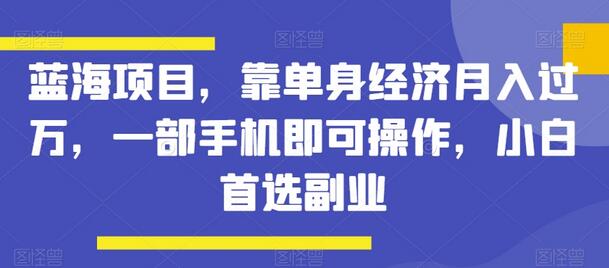 蓝海项目：单身经济月入过万，手机操作小白副业首选-无双副业