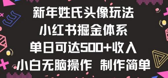 新年姓氏头像新玩法，小红书0-1搭建掘金体系-无双副业