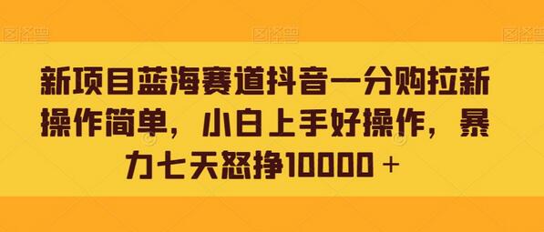 抖音一分购拉新项目，小白轻松上手七天赚万元-无双副业