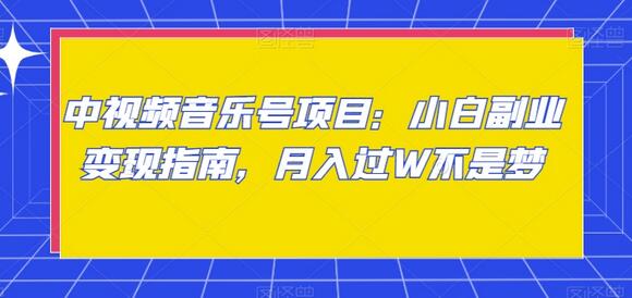 中视频音乐号项目：小白副业变现指南，月入过万不是梦-无双副业