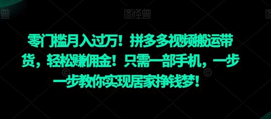 拼多多视频搬运带货，轻松月入过万，新手也能快速上手！-无双副业