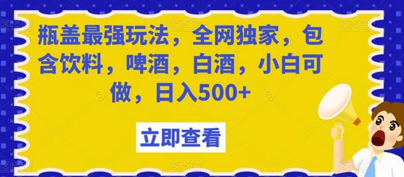 瓶盖扫码玩法全攻略，饮料啤酒白酒全覆盖，日入500+-无双副业