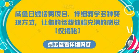 咸鱼白嫖话费项目，详细教学多种变现方式-无双副业