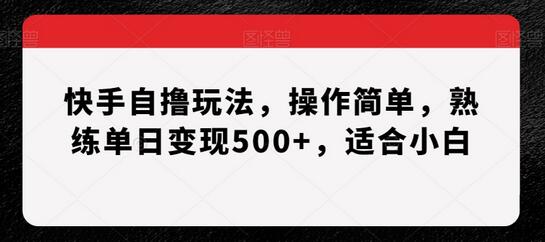 快手自撸玩法：简单操作单日变现500+，适合新手-无双副业