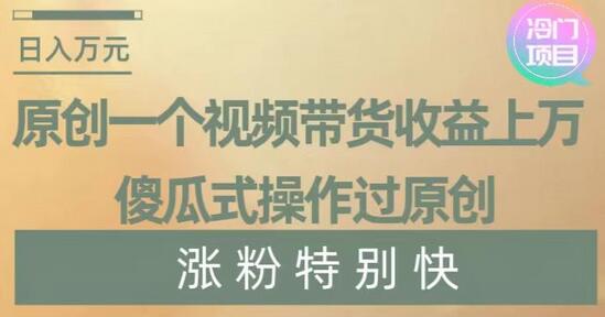 傻瓜式视频带货操作，收益上万涨粉快-无双副业