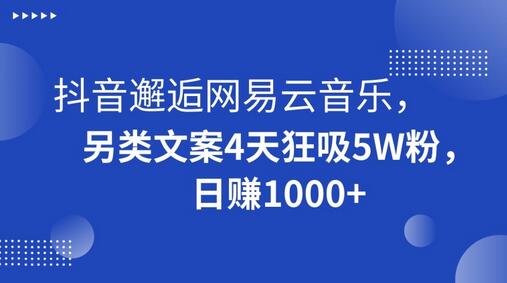 抖音与网易云音乐结合，4天吸粉5万日赚1000+-无双副业