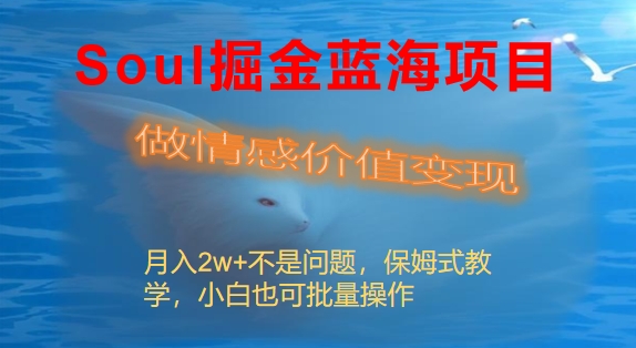 Soul情感价值变现项目，月入2w+轻松实现-无双副业