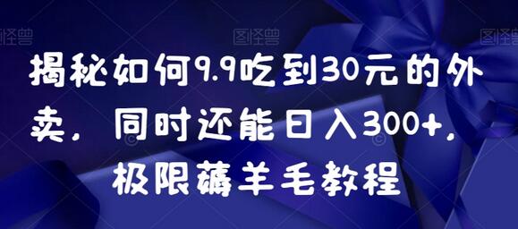 揭秘9.9元吃30元外卖并日赚300+的极限薅羊毛教程-无双副业