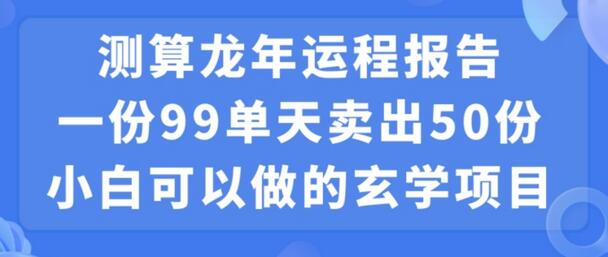小白可做的玄学项目，出售龙年运程报告单日利润9900元-无双副业