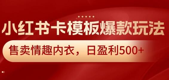 小红书卡模板爆款玩法，情趣内衣日盈利500+-无双副业