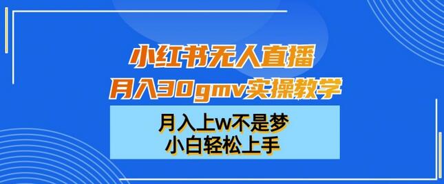 小红书无人直播月入30万实操教学，小白轻松上手-无双副业