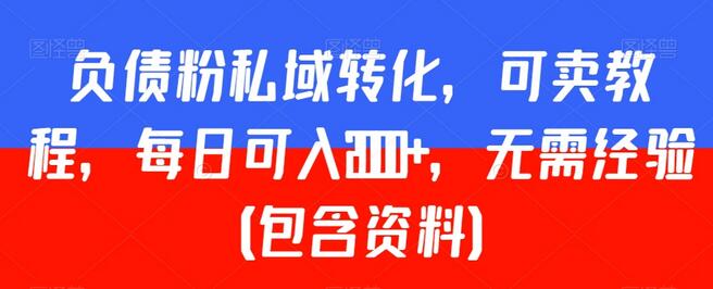负债粉私域转化教程，每日收入2000+，无需经验-无双副业