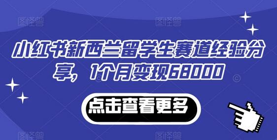 小红书新西兰留学生赛道变现经验分享-无双副业